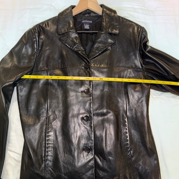 Ann Taylor Genuine Leather Jacket - black - size Large - Picture 8 of 11